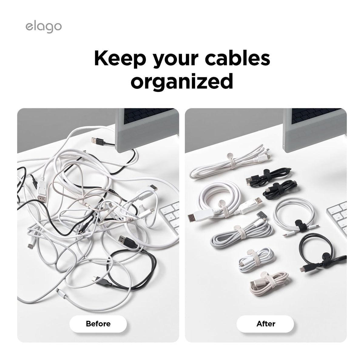 elago premium silicone cable organizer in black with secure grip