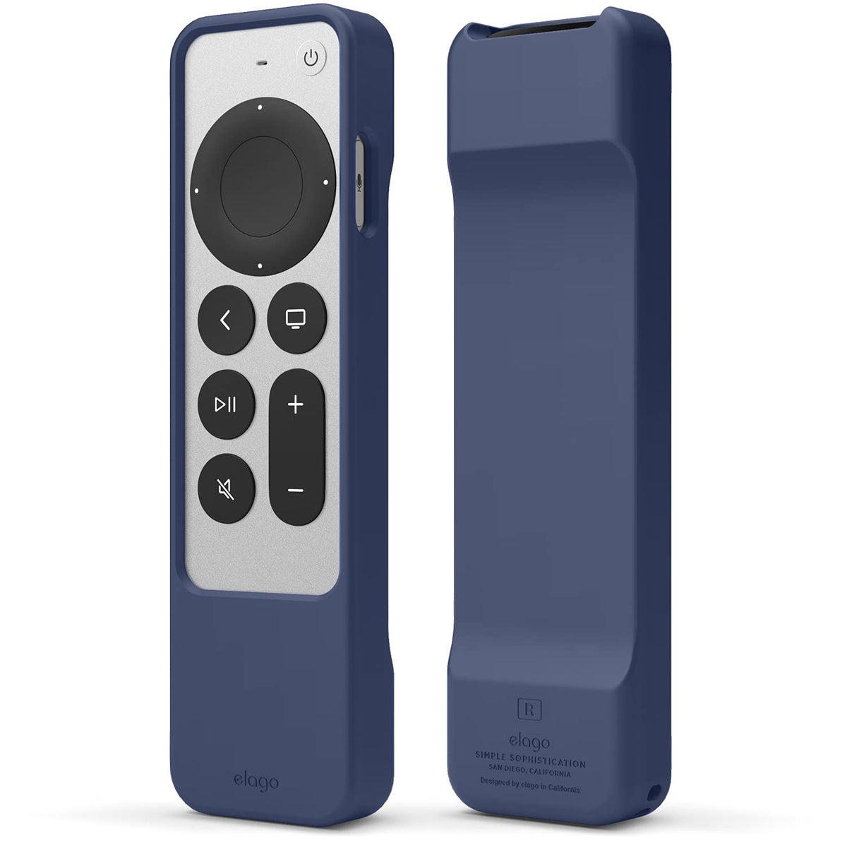 elago R1 case on Apple TV Remote 3rd-gen front view for secure grip