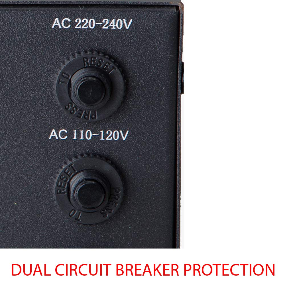 ELC T-5000+ dimensions label highlights compact footprint for travel.