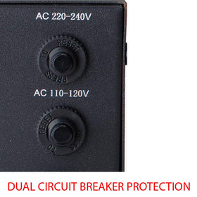 ELC T-5000+ dimensions label highlights compact footprint for travel.