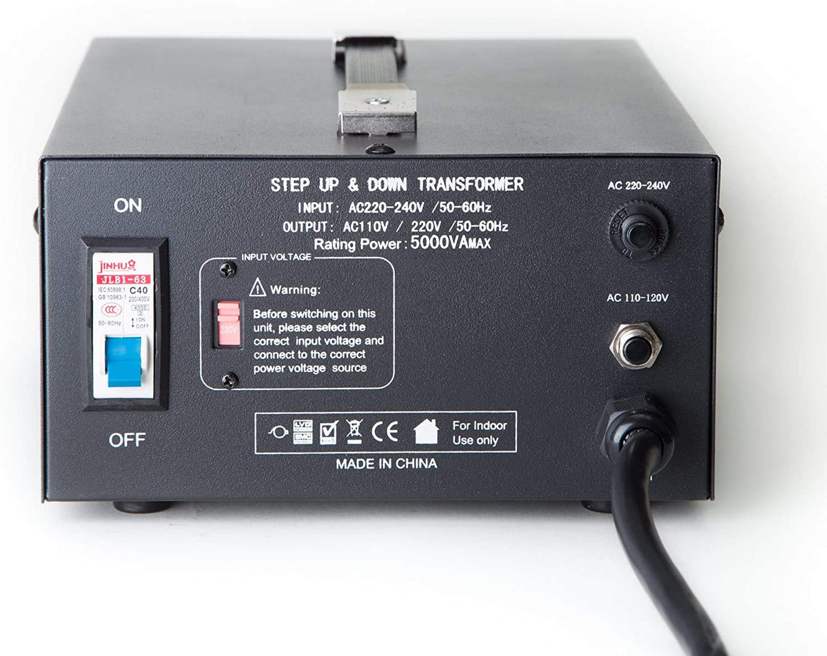ELC T-5000+ socket panel shows 110V and universal 220V outlets for global appliances.