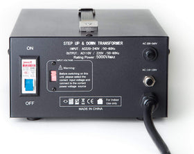 ELC T-5000+ socket panel shows 110V and universal 220V outlets for global appliances.