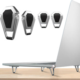 ELE DEPI front view of silver risers showing compact set and clean finish, improves portability