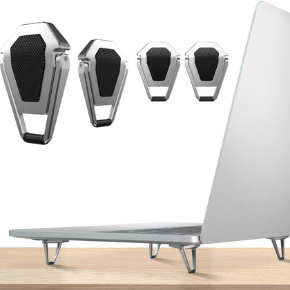 ELE DEPI front view of silver risers showing compact set and clean finish, improves portability