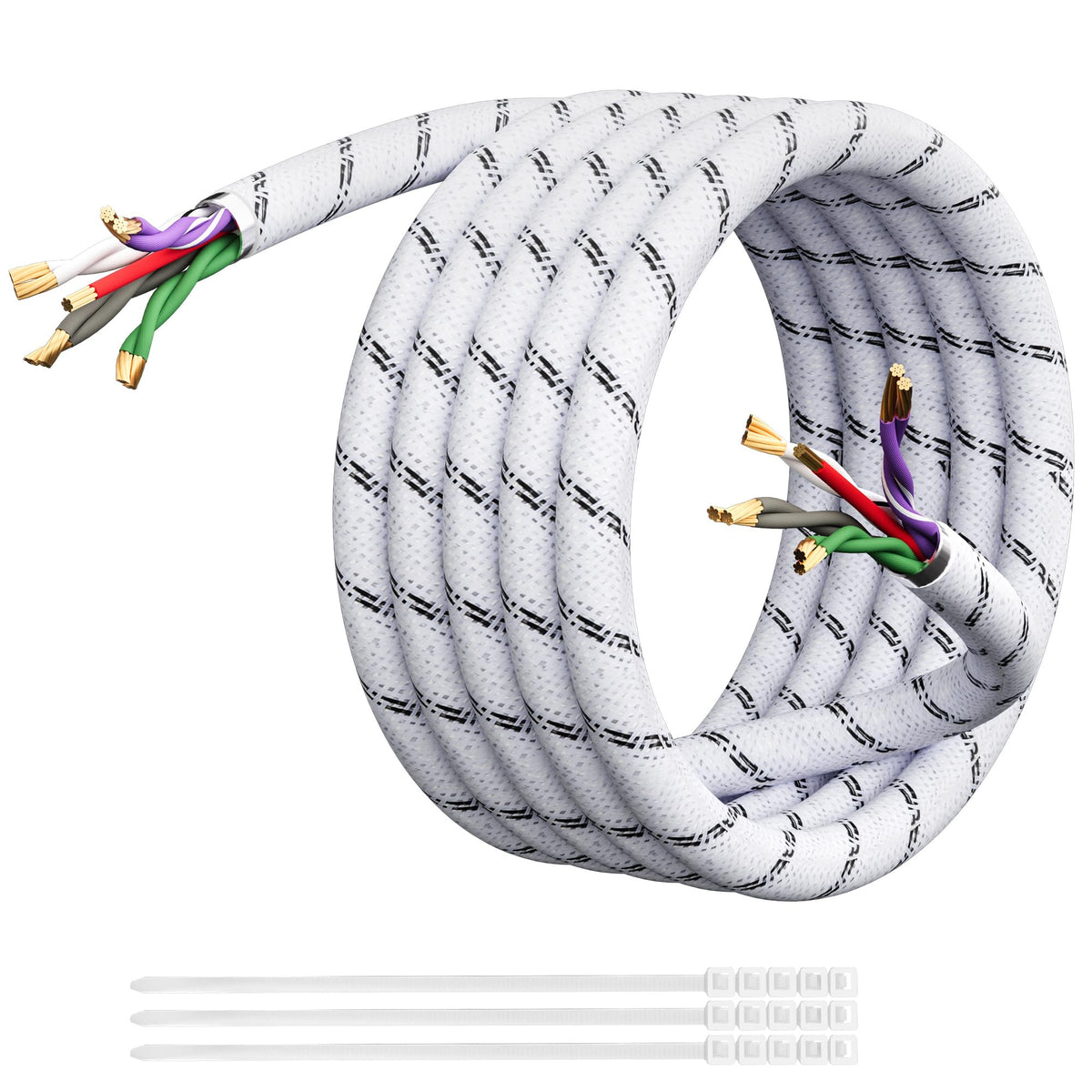 Elecan 18 AWG 9-conductor white wire for clean car and marine audio installations.