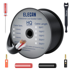 Elecan front view packed spool showing cable and length, clear identification and convenience