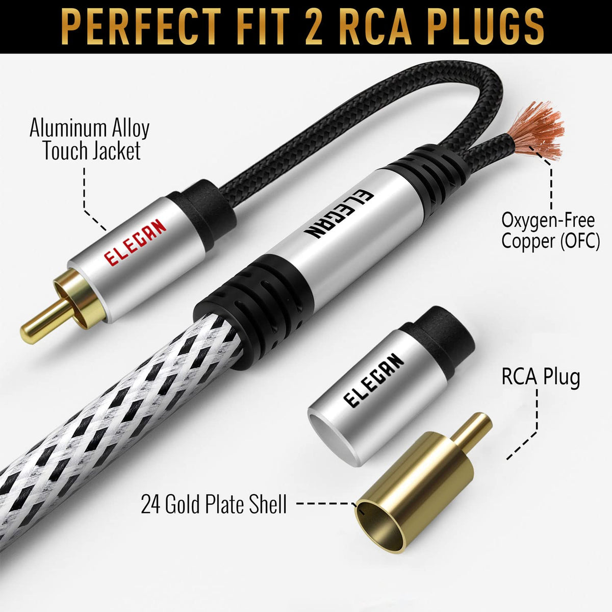 Elecan gold plated connector closeup ensuring corrosion resistance