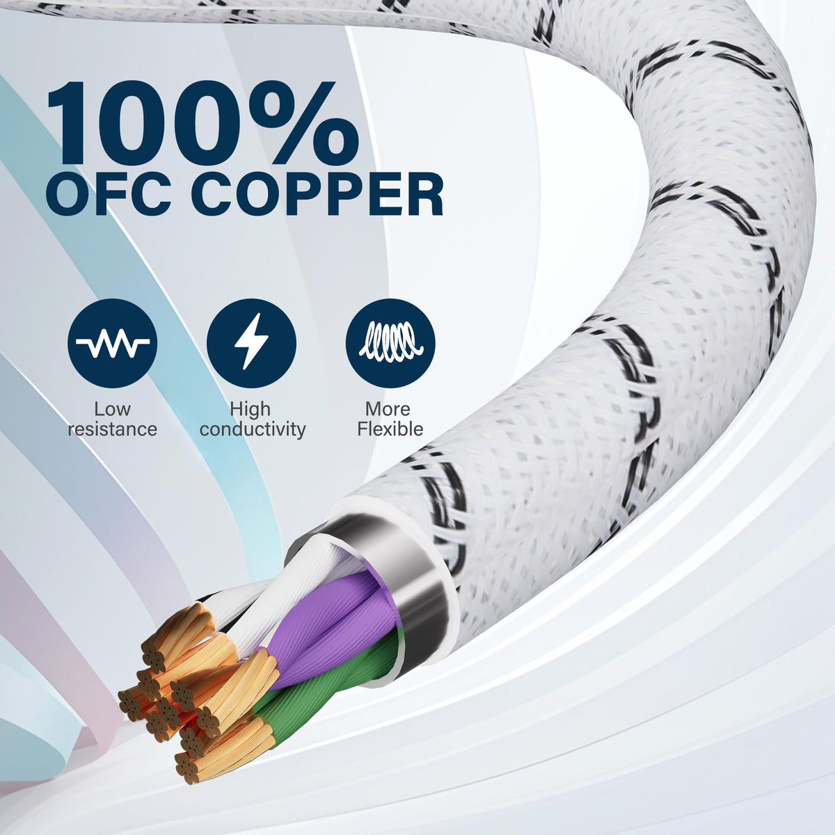 Elecan aluminum foil shielding close-up reducing interference for clear sound.