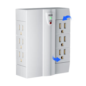 Elecan six-outlet extender front view, ideal space-saving power hub for desks.