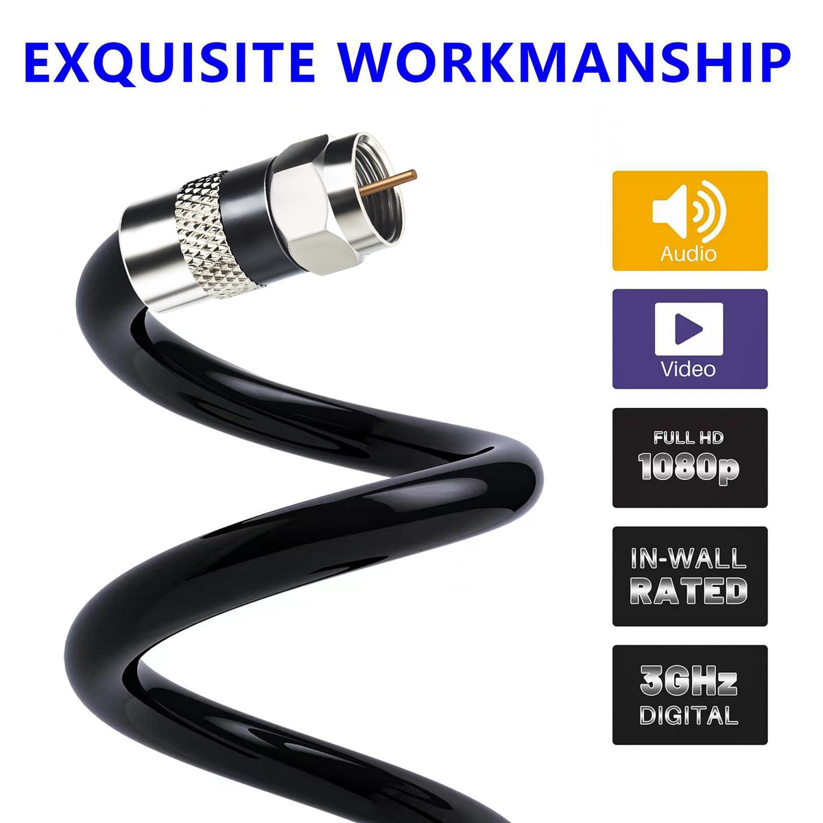 Elecan RG6 with soft PVC jacket for flexible, durable shielding.