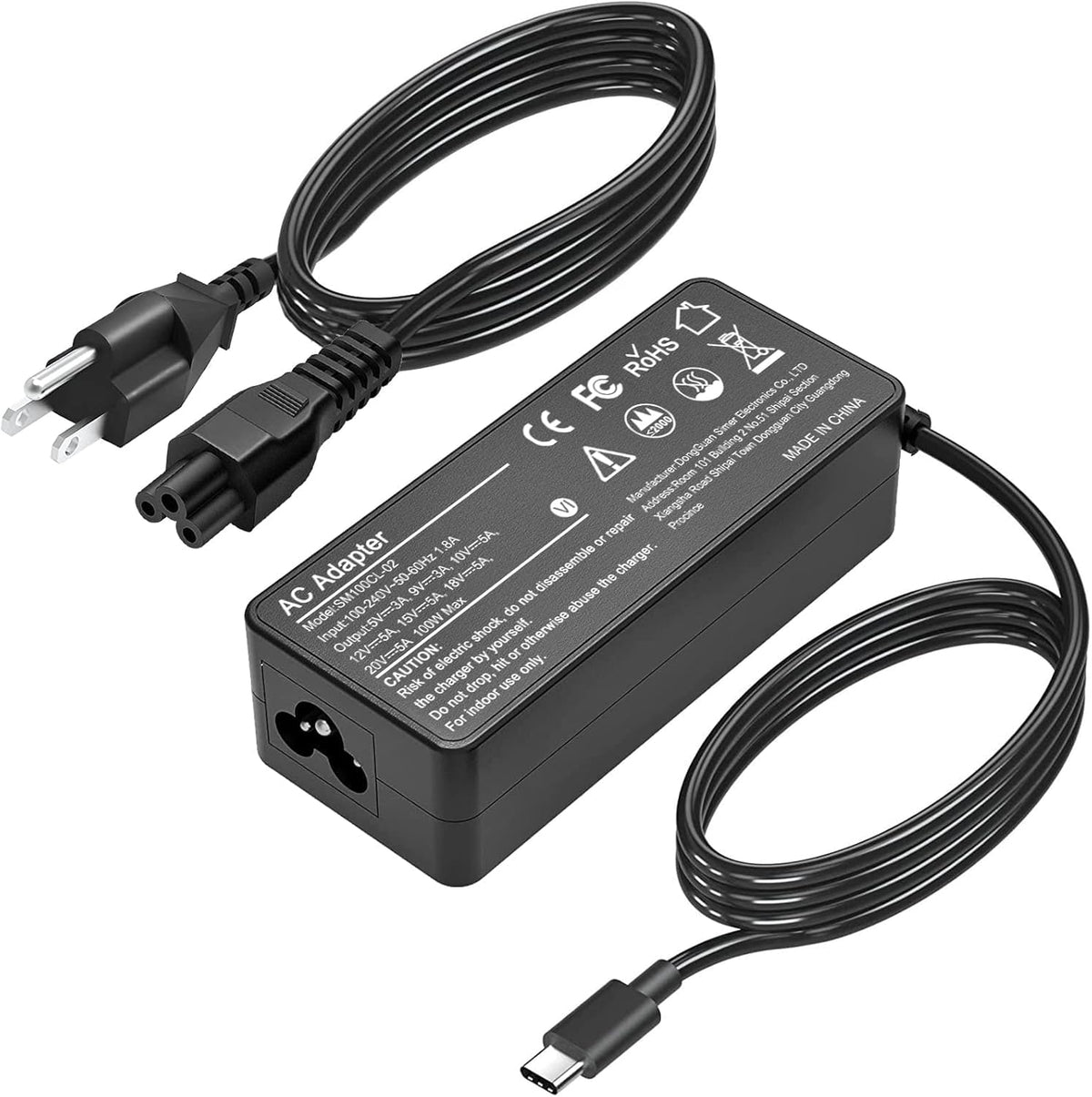 ELECBRAIN 100W USB-C charger front view powering a laptop with fast charging.