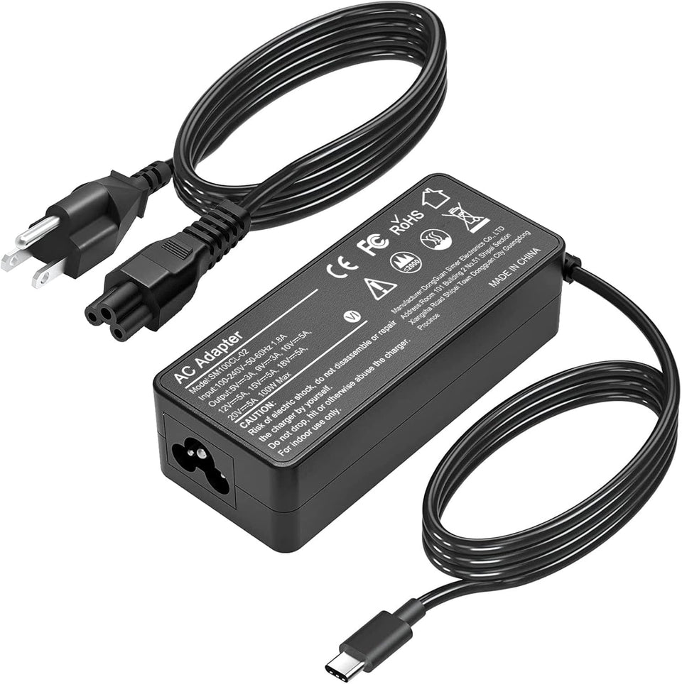 ELECBRAIN 100W USB-C charger front view powering a laptop with fast charging.