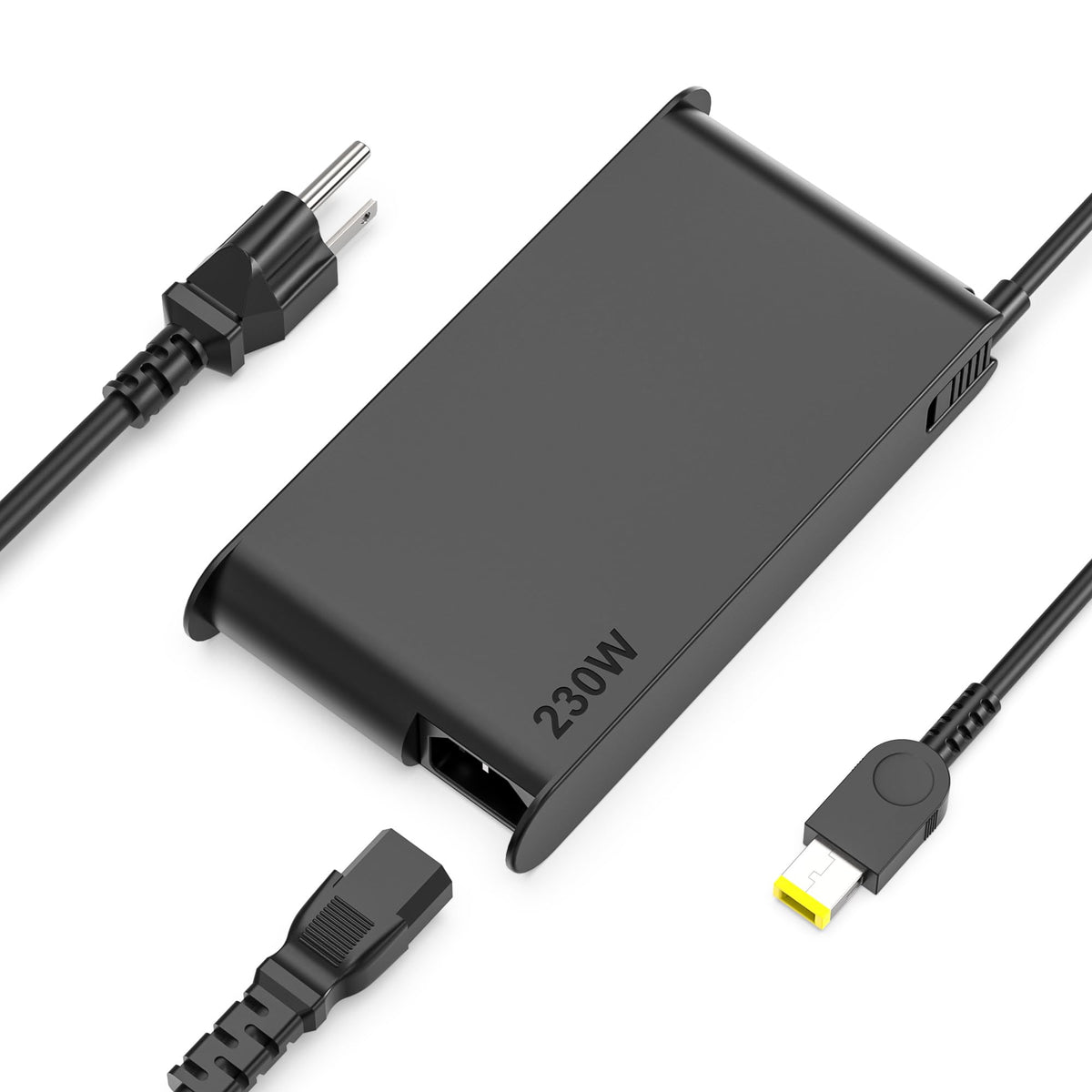 ELECBRAiN front view of 230W adapter showing compact brick and ports for reliable power
