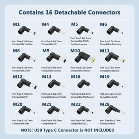 ELECBRAIN 90W adapter 16 tips collection enables cross-brand compatibility.