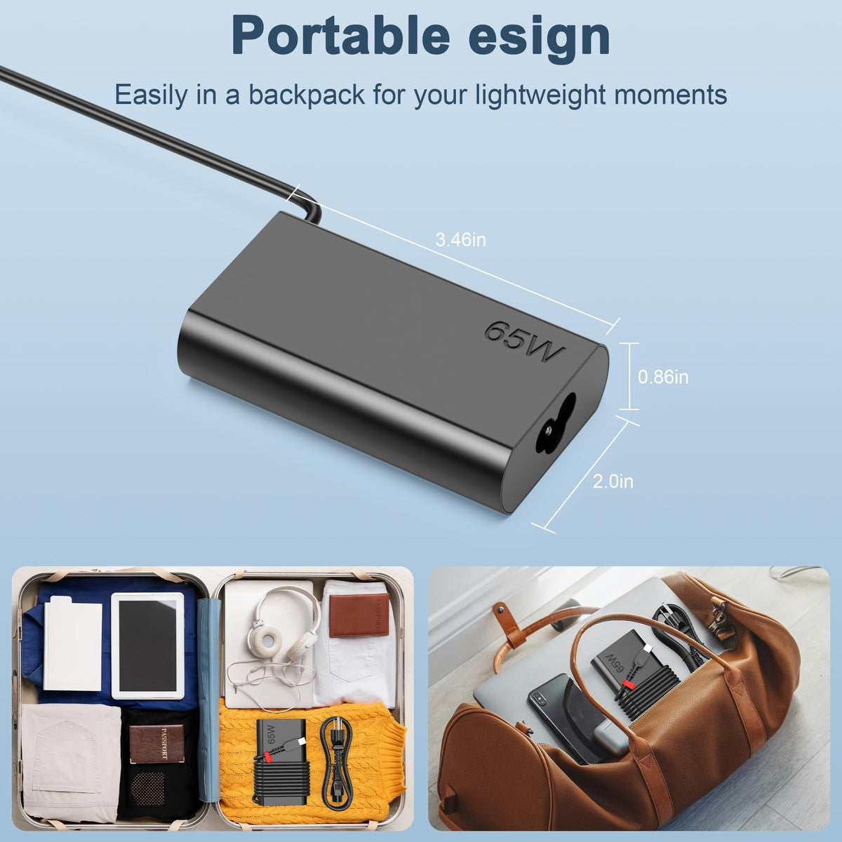 ELECBRAIN Slim 65W USB-C charger global input 100-240V compatibility