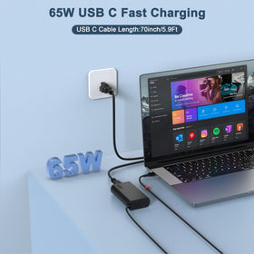 ELECBRAIN Slim 65W USB-C charger side profile, slim bag-friendly design
