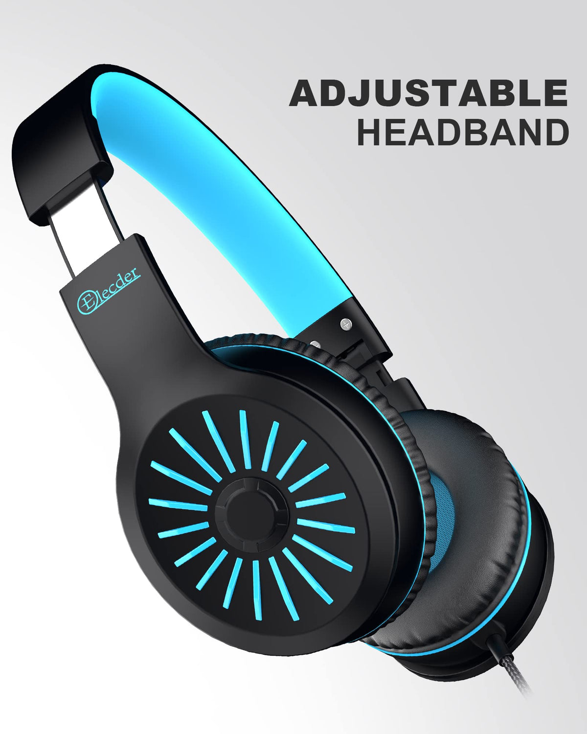 ELECDER i45 headphones showing 40 mm drivers for rich sound