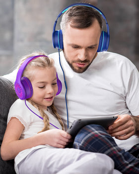 ELECDER i45 foldable design blue headphones for easy storage