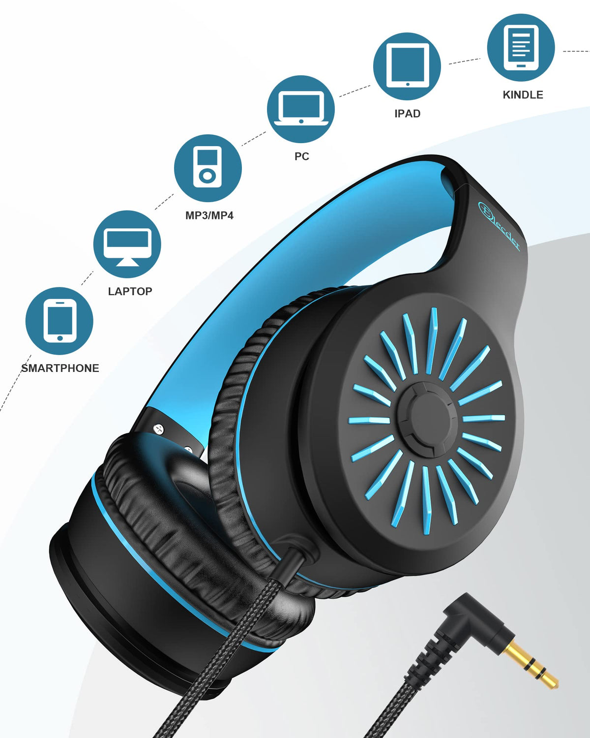 ELECDER i45 headphones lightweight design for kids
