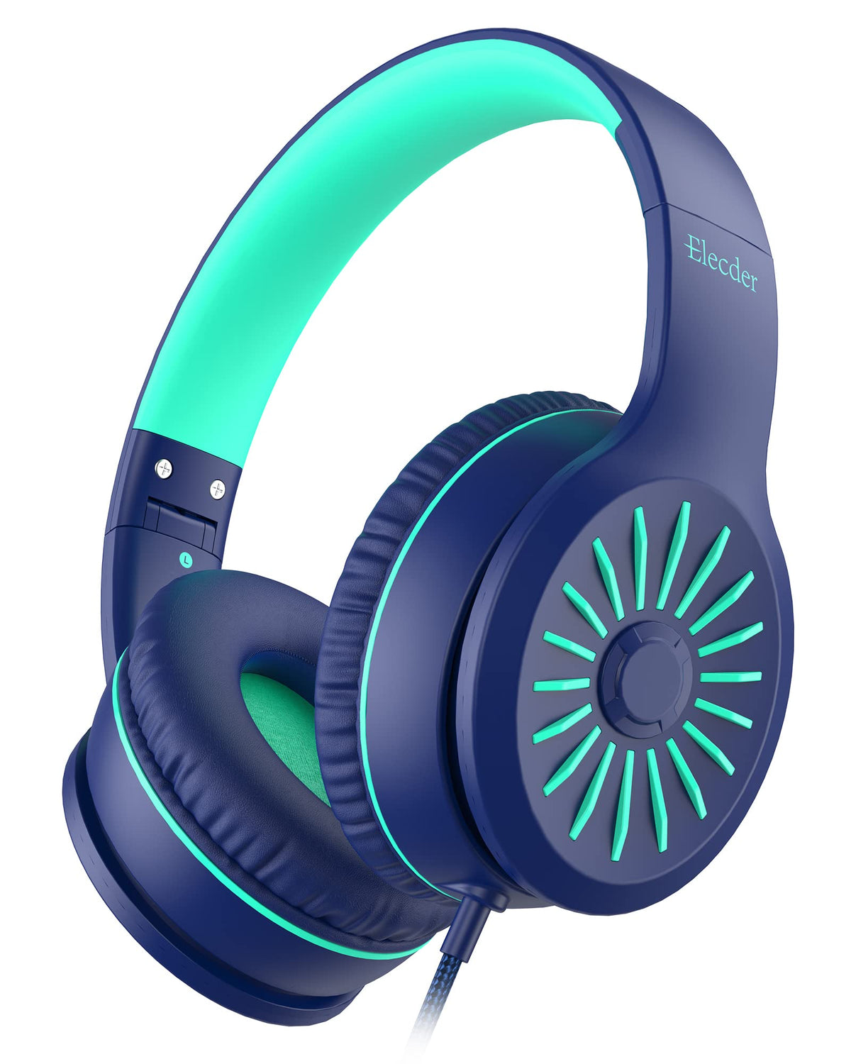 ELECDER i45 on-ear kids headphones in blue with comfortable padding