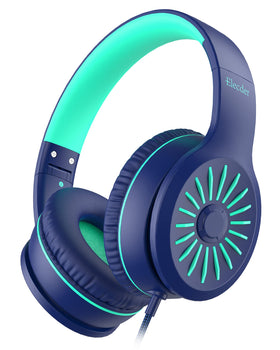 ELECDER i45 on-ear kids headphones in blue with comfortable padding