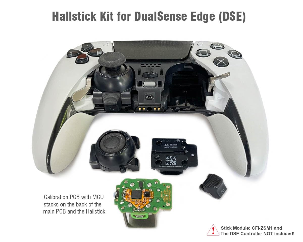 ElecGear DSE hall joystick kit – back panel view highlighting calibration PCB for center stability