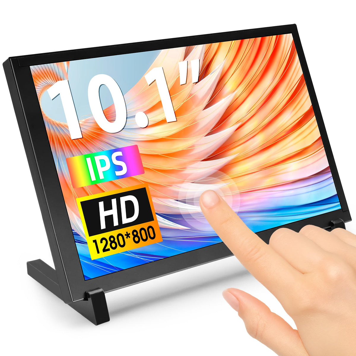 ELECROW 10.1 inch touchscreen monitor front view with crisp IPS display for Raspberry Pi projects.