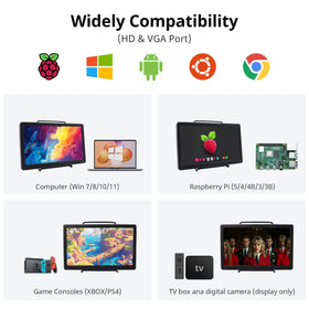 ELECROW portable monitor offers VGA/HD ports for quick plug-and-play with multiple devices.