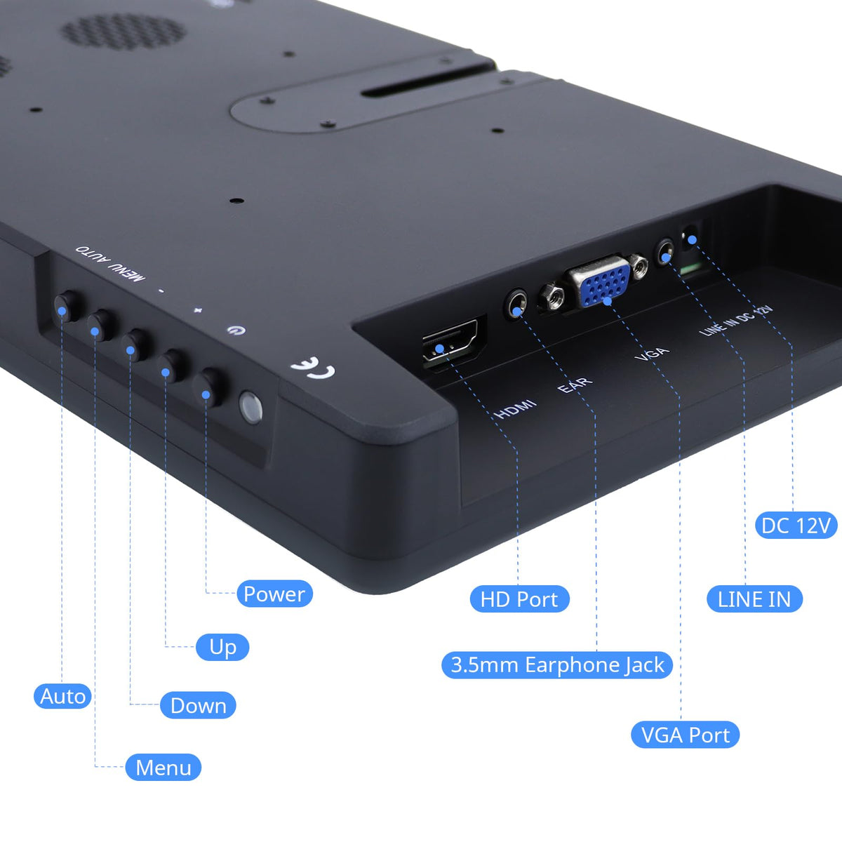 ELECROW compact stand setup provides stable desktop placement for split-screen use.