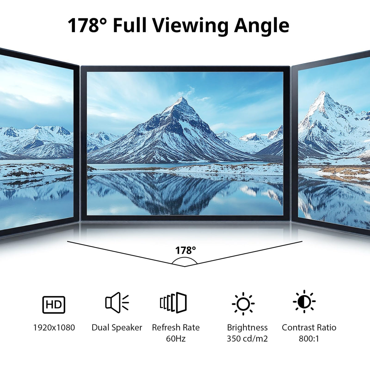 ELECROW IPS display with HD-VGA ports enables easy multi-device connections.