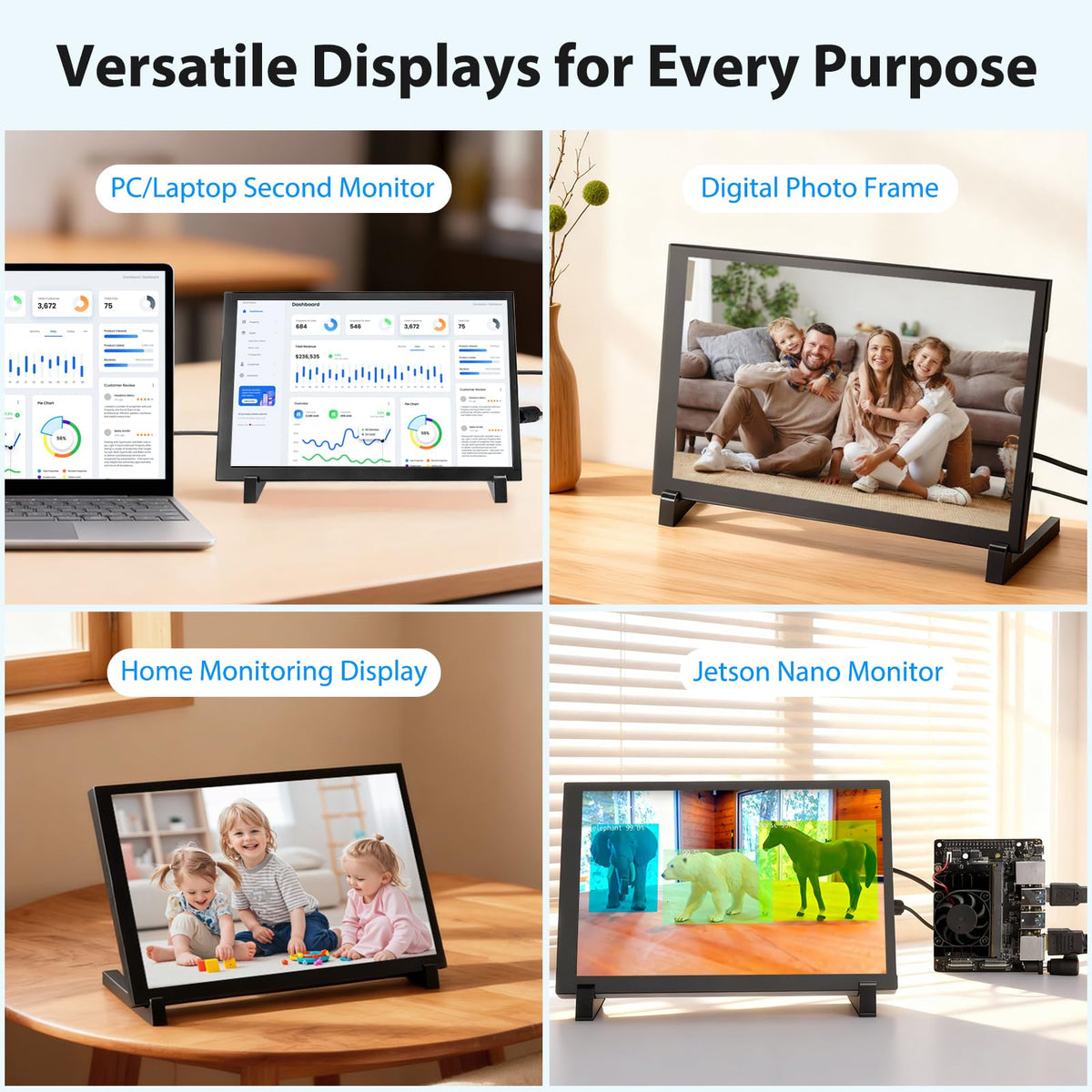 ELECROW IPS panel provides wide viewing angles and vivid colors.