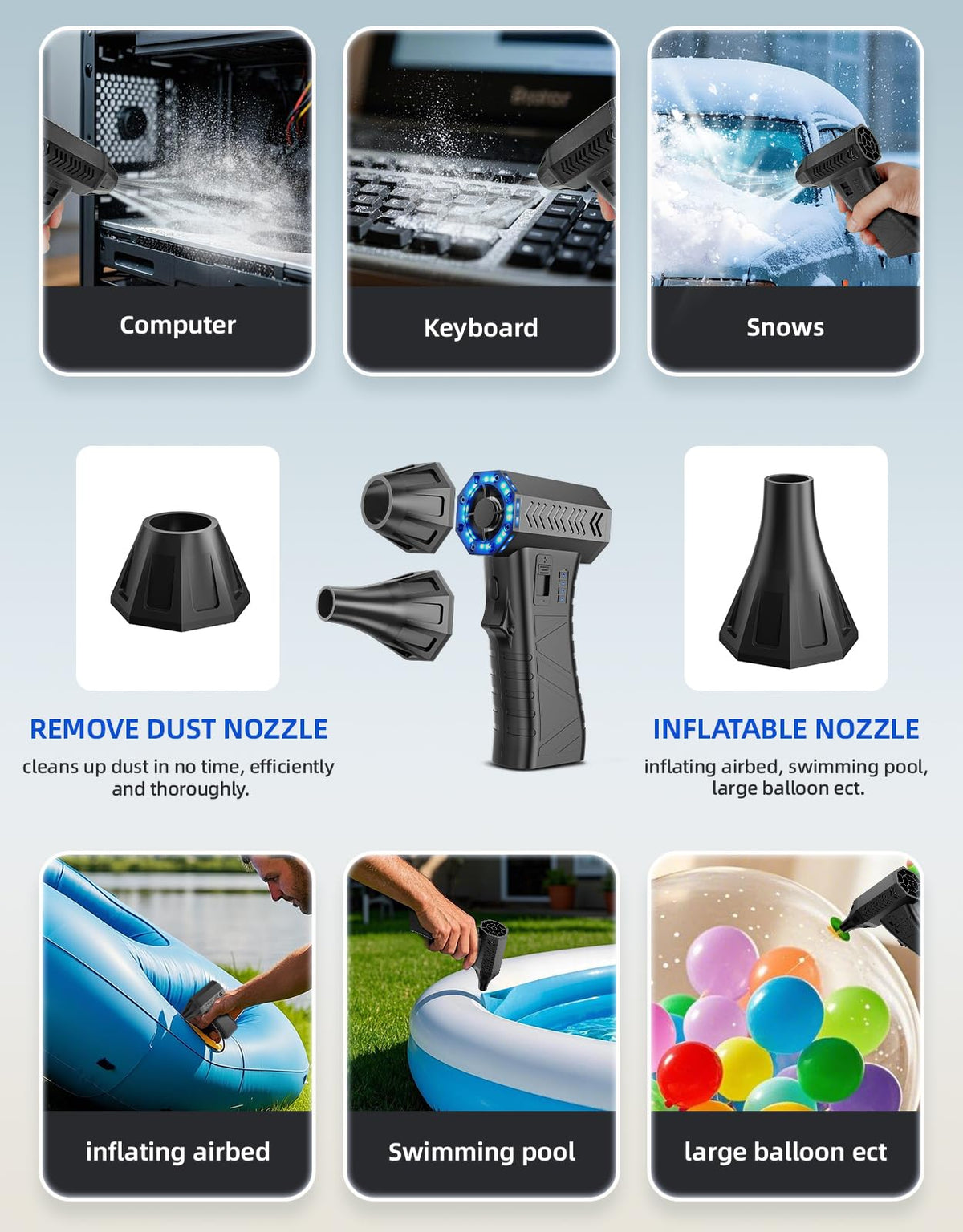 Elecshion cordless duster 8000mAh battery for extended clean sessions.