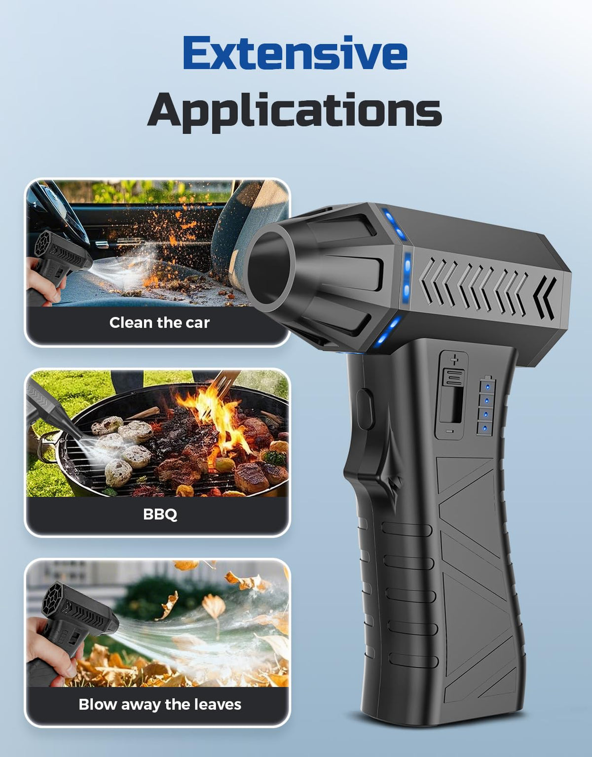 Elecshion rechargeable portable blower for home and outdoor tasks.