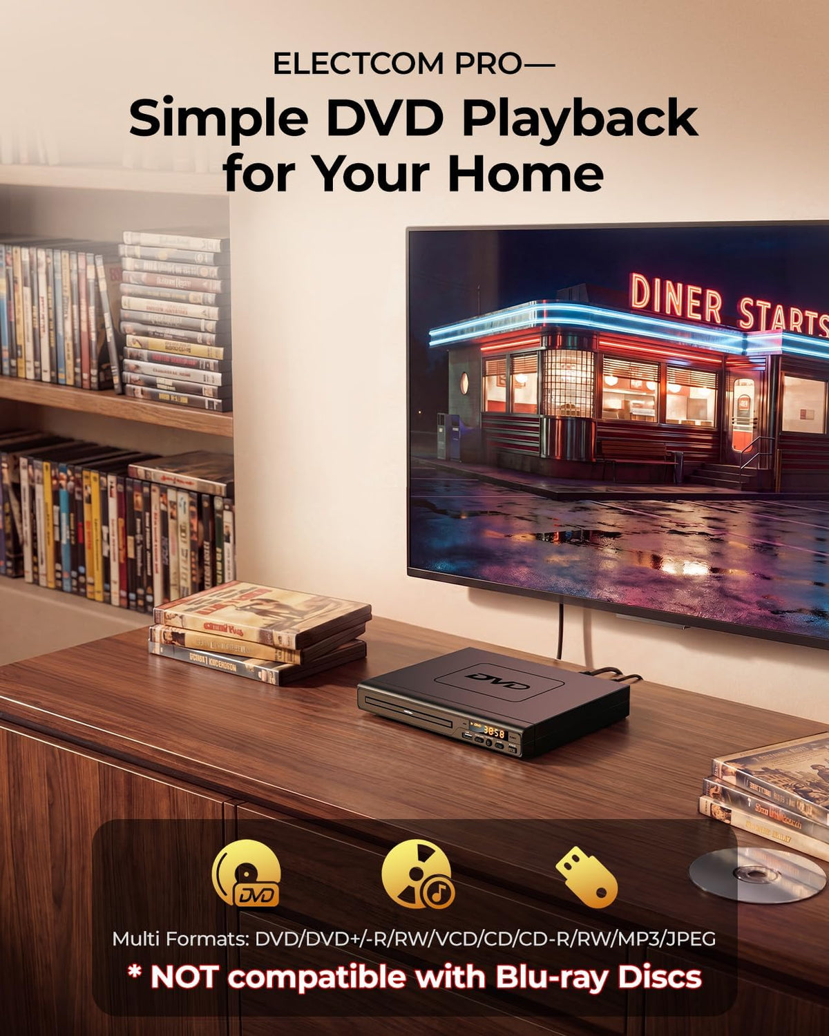 ELECTCOM PRO rear HDMI and RCA ports, flexible connection benefit