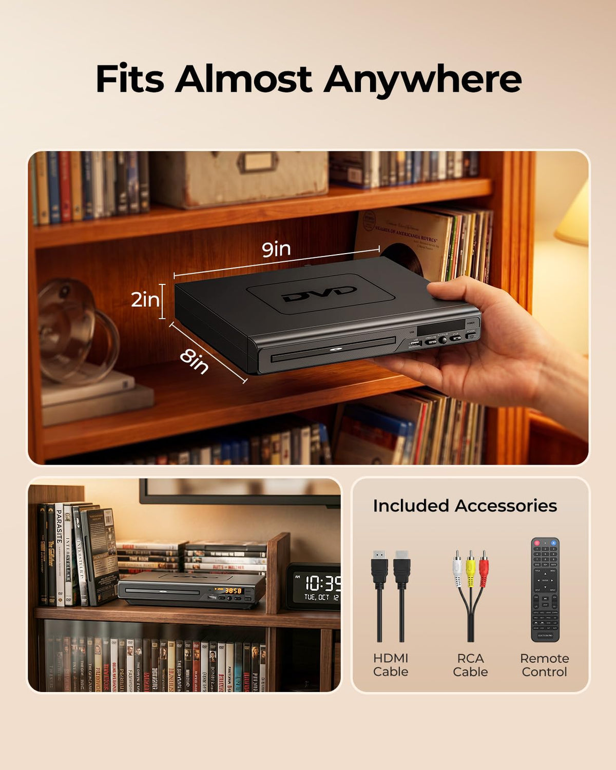 Electcom Pro remote control with labeled buttons, simplifies playback and navigation