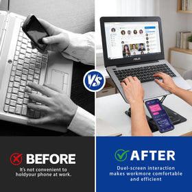 Electmagic lifestyle scene with laptop and charging station showing clutter-free desk benefit
