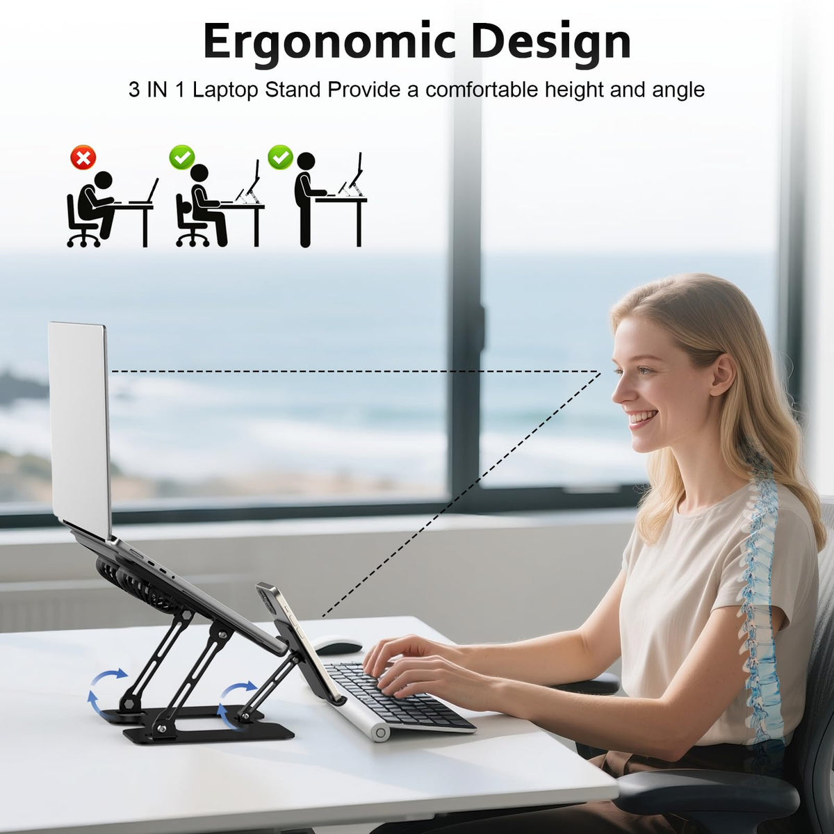 Electmagic foldable phone holder open and closed showing hands-free convenience