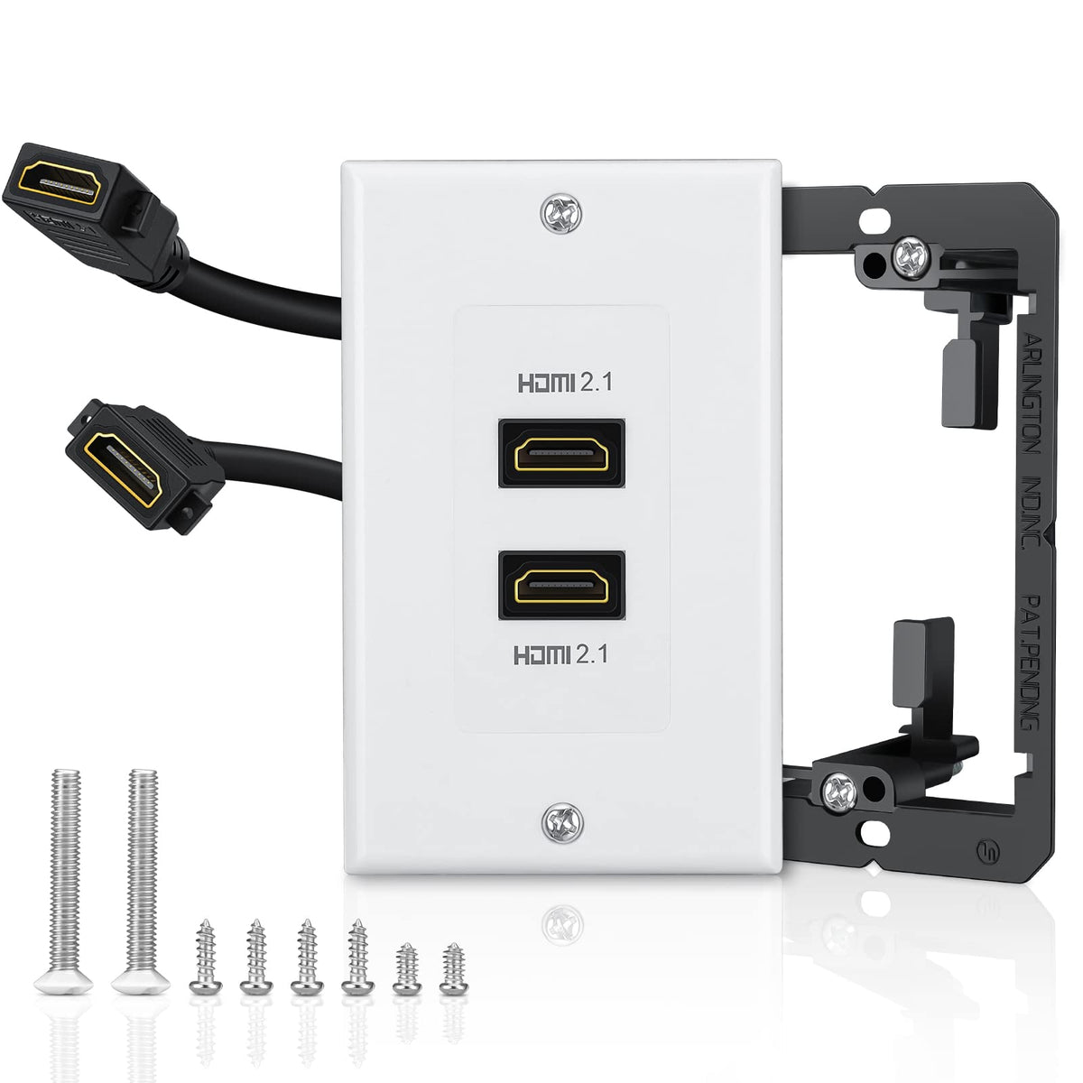ELECTOP 8K HDMI wall plate front view showcases clean cable management.