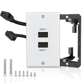 ELECTOP 8K HDMI wall plate front view showcases clean cable management.