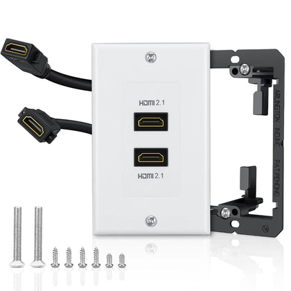 ELECTOP 8K HDMI wall plate front view showcases clean cable management.
