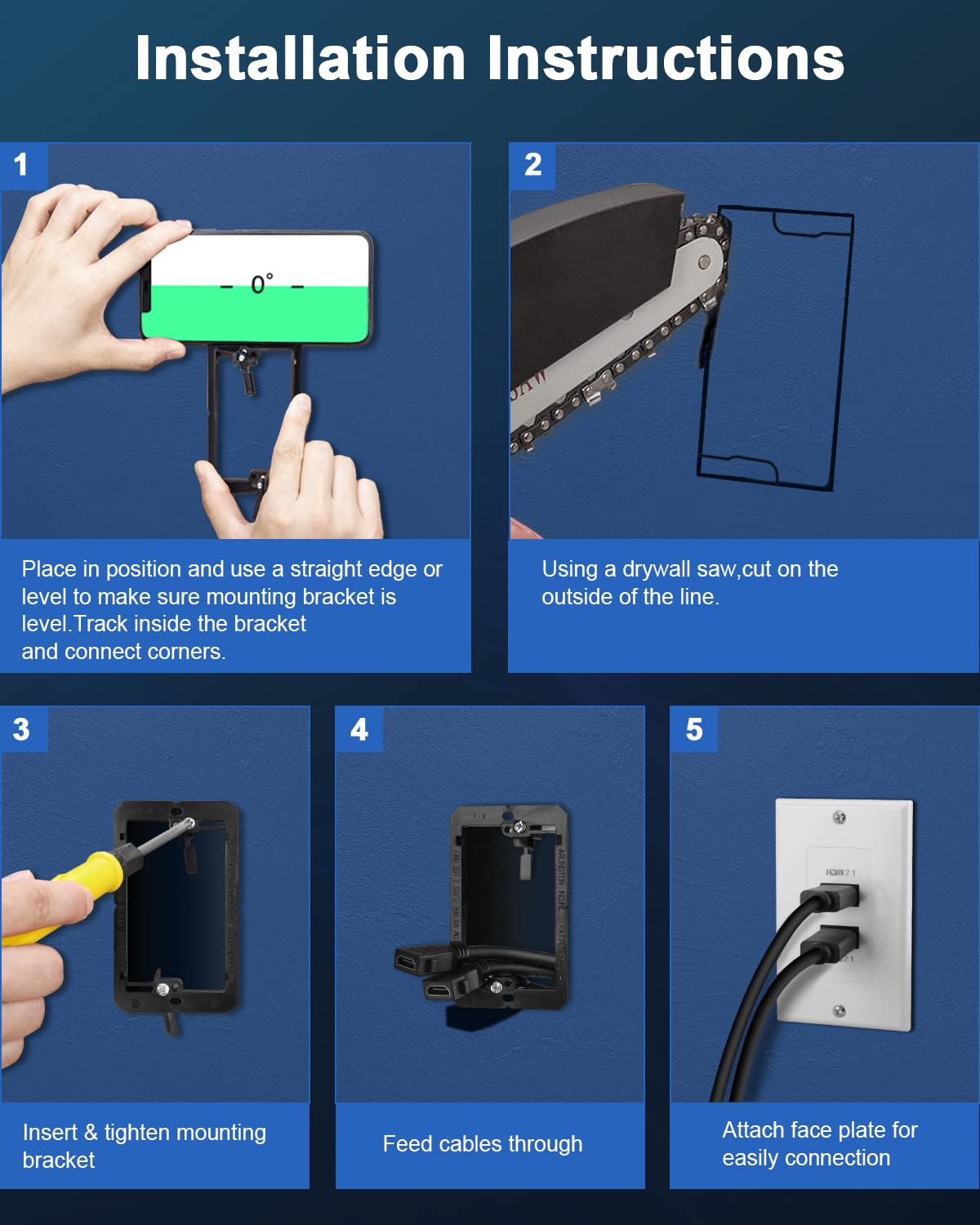ELECTOP installed under wall-mounted TV illustrating concealed HDMI cable benefit