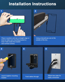 ELECTOP installed under wall-mounted TV illustrating concealed HDMI cable benefit