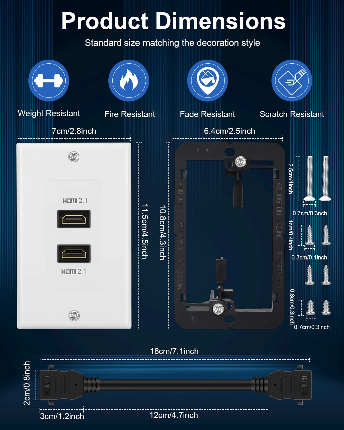 ELECTOP wall plate includes detachable HDMI extension for flexible cabling.