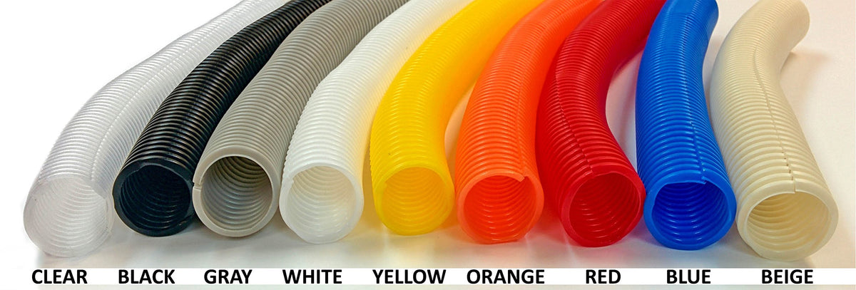 Electriduct corrugated polyethylene close-up showing split seam and flexible protection for cables