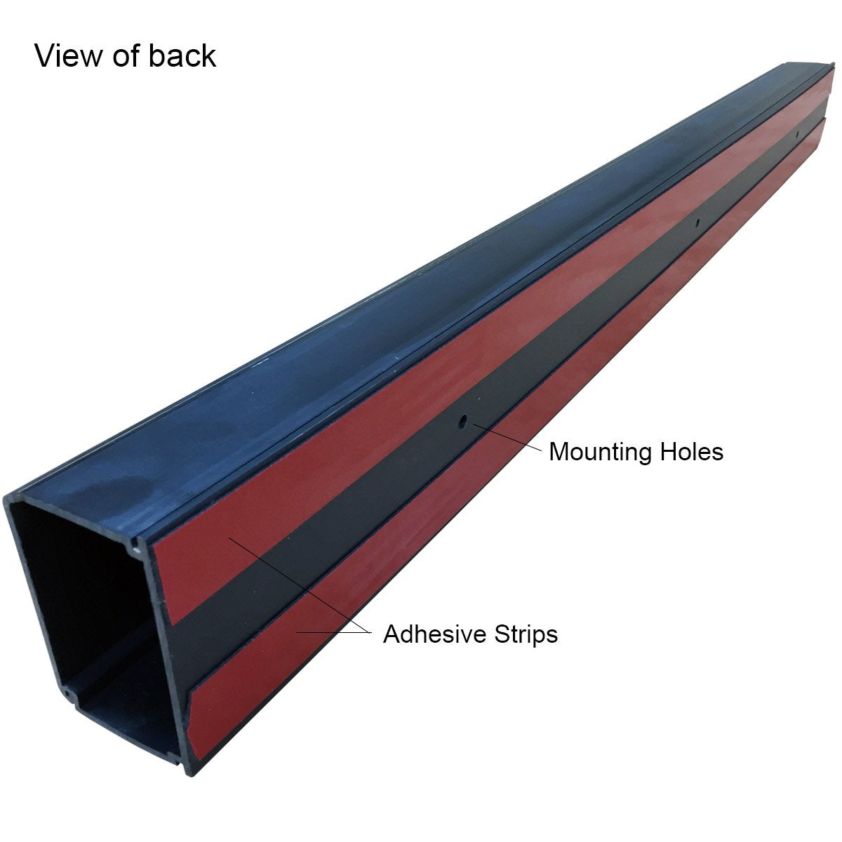 Electriduct close-up of built-in hinge and adhesive backing for easy installation