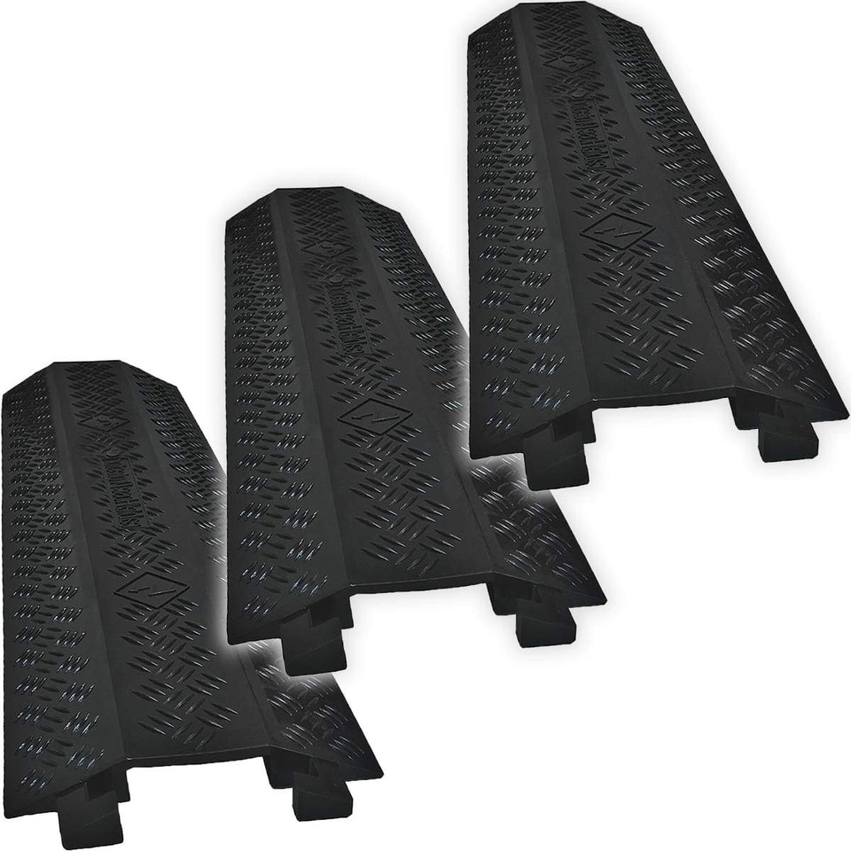 Electriduct Drop Trak cable cover in black protects indoor and outdoor cables safely.