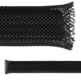 Electriduct front view of 3-inch black PET sleeving roll, showing label and length benefit