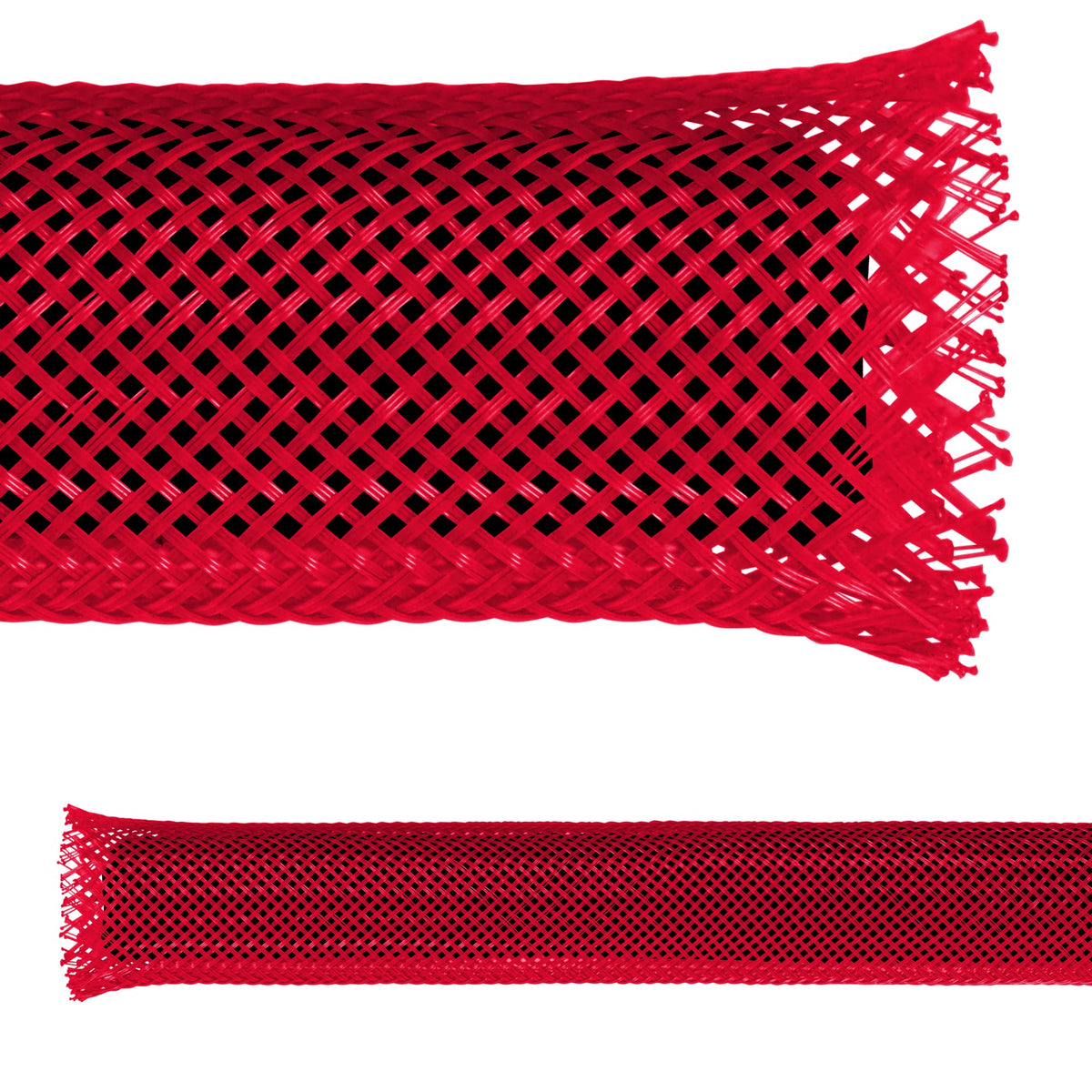 Electriduct half-inch PET expandable braid sleeving in red for organized, protected cables.