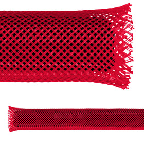 Electriduct half-inch PET expandable braid sleeving in red for organized, protected cables.