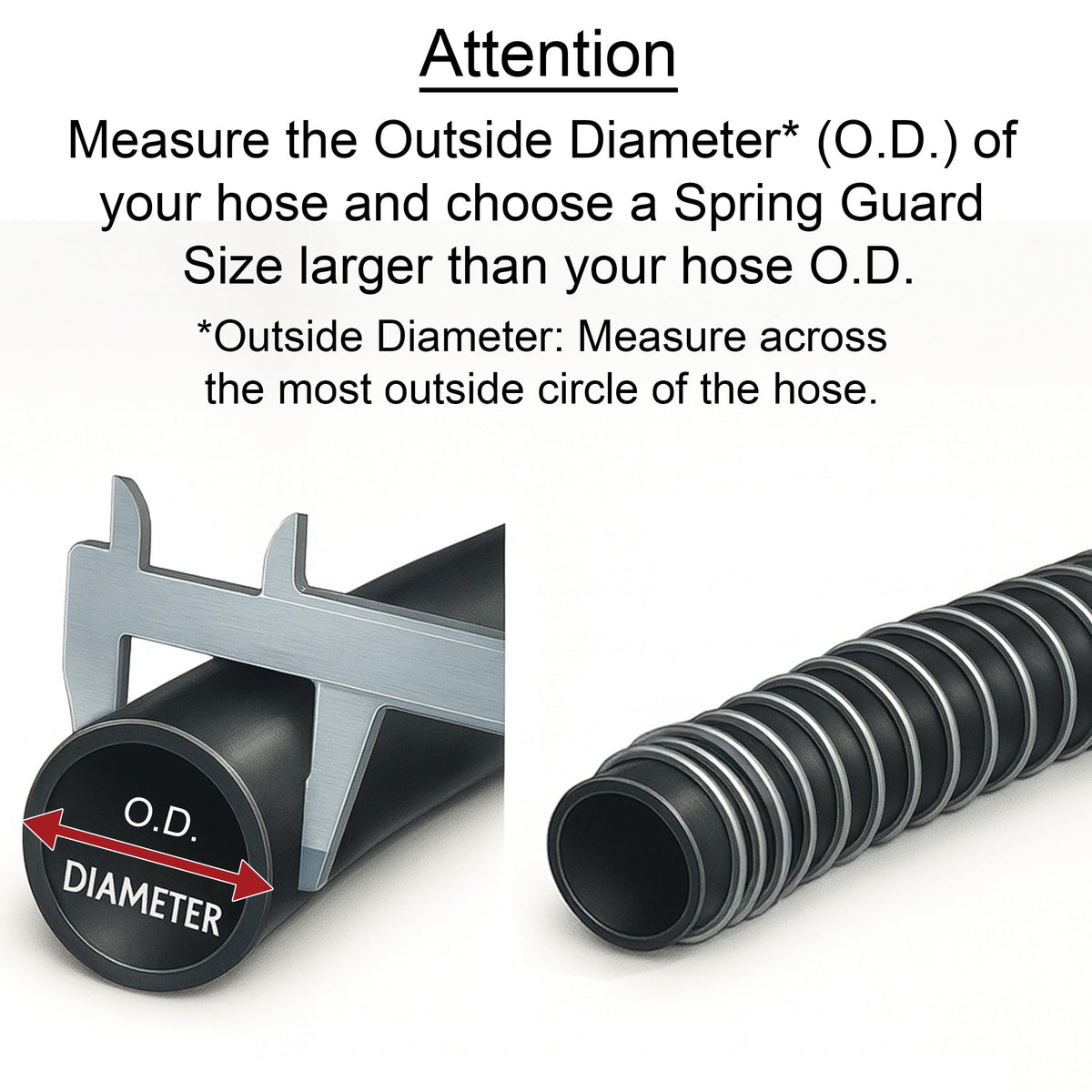 Electriduct stainless steel coil guards hydraulic hose from rocks and debris.